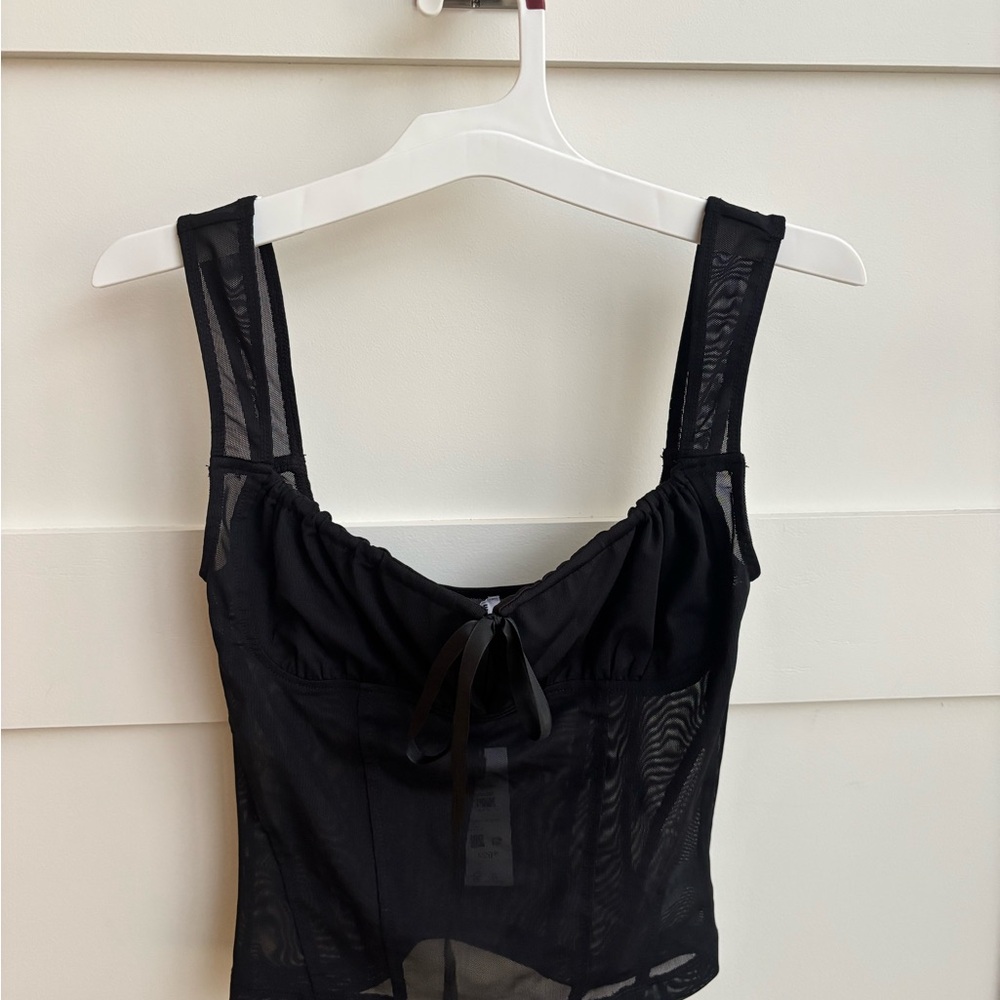 Garage Black Sheer Sleeveless Top